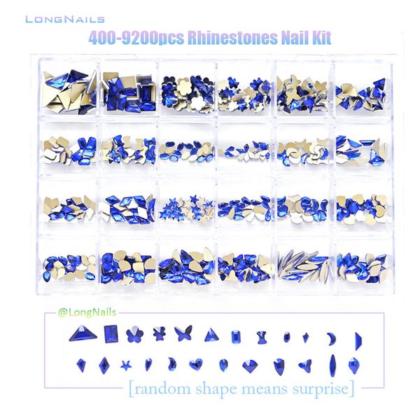 Nail Art Decoraciones 24/20/18grid Multi Nail Rhinestones Kit Flatback 240pcs Encantos de aleación Neon Pink AB Blue Glass Jewelry Nail Art Crystal Box 230729