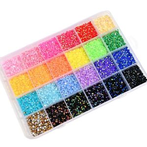 Decoraciones para uñas 24000 piezas 3 mm Resina Diamantes de imitación no fijos 24 * 1000 Mix Jelly Colorful Nail Art FlatBack Glitters Gems Stones En caja de 24 Girds * 230214