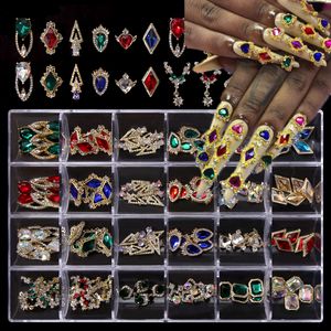 Décorations Nail Art 24Girds * 5pc Mix Nail Charms Gems In Clear BOX AB Rhiestones 3D bijoux Crystal Stones Manucure Charms # 6zd 230729