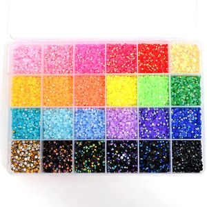 Nail Art Decoraties 24Grids/Box 3D Gelei Strass 3mm Kleurrijke Plaksteen Half Rond Hars Strass Steen Decoratie Manicure Accessoires UL#