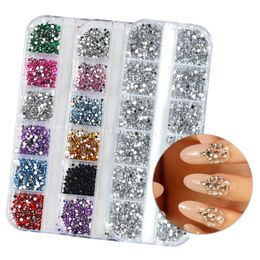 Décorations d'art d'ongle 3000 pièces une boîte Nail Art dos plat cristal Strass 15mm 20mm diamants Strass manucure pointe 3D décoration 231207