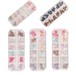 Nail Art Décorations 3D Mignon Ours Résine Aurora Strass Pour Ongles Glitter Jelly Ornements Diy Uv Gel Manucure Accessoires Lhq02 Dr Dhx9W