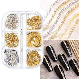 Nail Art Decorations 3D Metal voor Rhinestone Pearl Studs Design Chains Gems Diy Decorat Drop