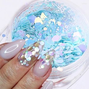 Decoraciones de arte de uñas 3D Tamaños de mezcla Lentejuelas hexagonales Brillo holográfico Láser Fragmentos de sirena Paillette DIY Manicura
