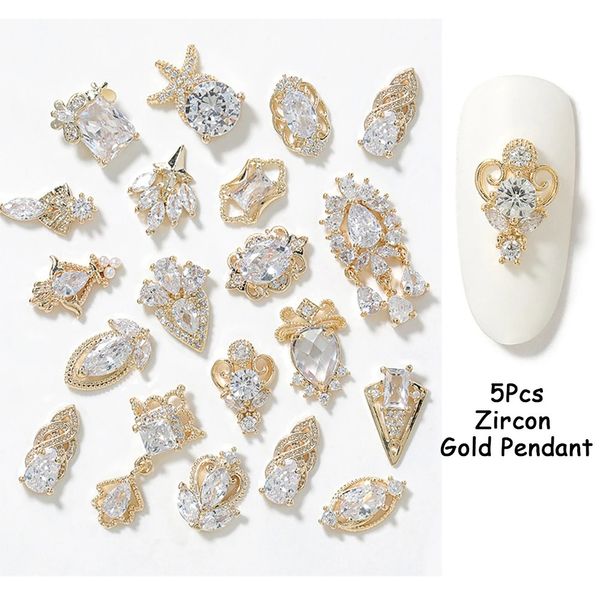 Nail Art Décorations 4510 pièces Zircon or pendentif luxe ongles charmes 3D alliage perle métal manucure ongles accessoire bricolage ongles japon décorations pièces 231127