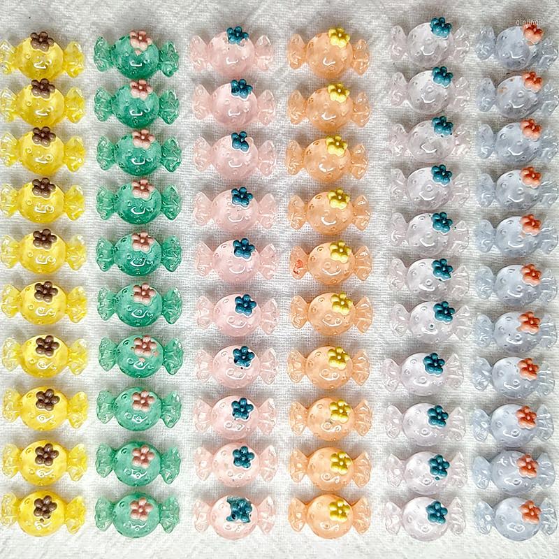 Nail Art Decorations 50/100pcs Resin Decoration Charms 6 Colors Choice Cute Sweet Candy Kawaii Accessories Rhinestone For Jewelry