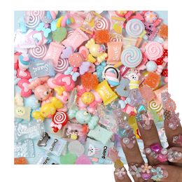 Décorations d'art d'ongle 5020 pièces, breloques Kawaii, ours doux en fleurs, cabochon aléatoire pour décoration d'ongles, pièces mignonnes en vrac 230214