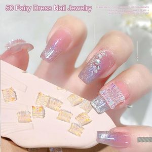 Décorations d'art d'ongle 50pcs 3D Charms Bowknot Décor Aurora Bow Strass DIY Bijoux Fournitures mixtes