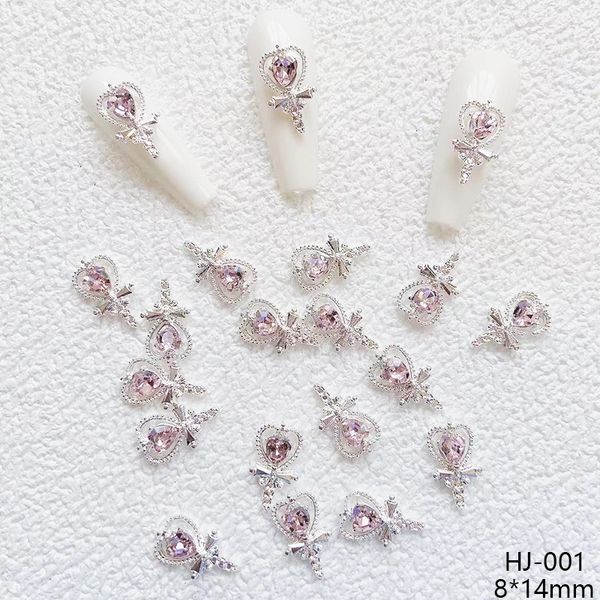 Décorations d'art d'ongle 50 pièces bâton de fée coeur germe charme d'ongle marin fille lune accessoires de conception fourniture d'art d'ongle 8*14mm manucure de paillettes de cristal rose 230822