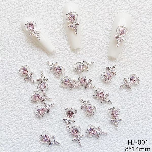 Decoraciones para uñas 50 piezas Fairy Stick Heart Germ Nail Charm Sailor Girl Moon Diseño Accesorios Nail Art Supply 8 * 14Mm Pink Crystal Glitter Manicure 230629