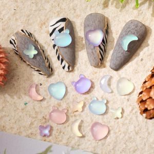 Nail Art Decorations 50 Stcs Luminous 3D Crystal Rhinestones Glitter Love Moon Star Butterfly Resin Accessoires Glow In Dark