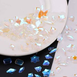 Nail Art Decorations 50 stcs multi -size crystal rhinestones aurora ab flat back 3D non fix decoratie voor bruiloftsschild