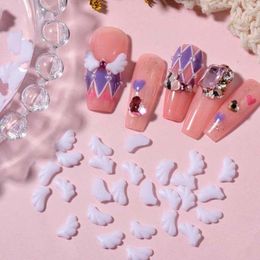 Décorations d'art d'ongle 50 pièces/ensemble Style japonais blanc ailes d'ange strass gauche et droite 3D résine manucure accessoires