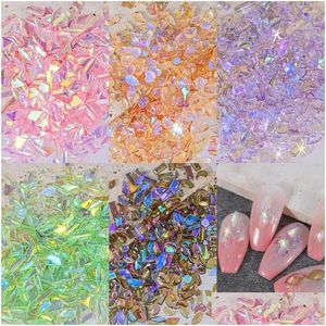 Nail Art Decoraties 5 Kleuren 100 stks/pak Willekeurige Hars Strass Fancy Style Aurora Transparant Glanzend 3D Manicure Decoratie Charms Dr Otzth