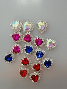 Decoraciones para uñas, 5 uds., abalorios de cristal de corazón AB de tamaño grande, diamantes de imitación de aleación de 12X13mm, accesorios de joyería para manicura de gérmenes para uñas # C5