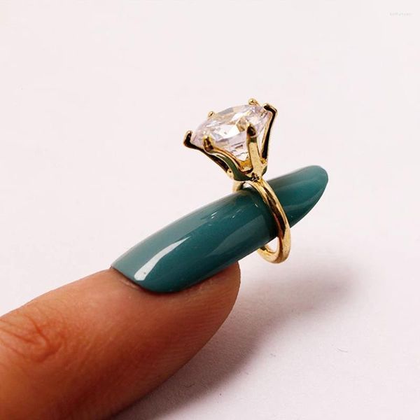 Décorations d'art d'ongle 5 pièces Zircon anneau breloque avec gros diamant cristal japonais 3D alliage paillettes anneaux bijoux décor pièces bricolage