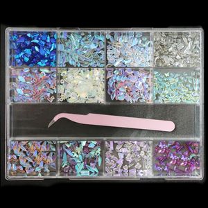 Nail Art Decoraties 600 stks Doos Mix Kristal Aurora Diamond s Decor Drop Ruit Ontwerp Plaksteen 3D DIY Edelstenen 230921
