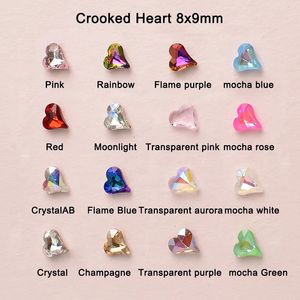 Nail Art Decoraties 8x9mm Crooked Peach Heart Tip Bottom Gemengde Kleur Glanzende 3D Vingernagel DIY Decoratie 20 50 STKS 230927