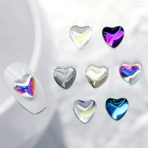 Décorations d'art d'ongle Aurora Bijoux Net Rouge Amour Pêche Coeur Symphonie En Forme De Verre À Fond Plat Diamant
