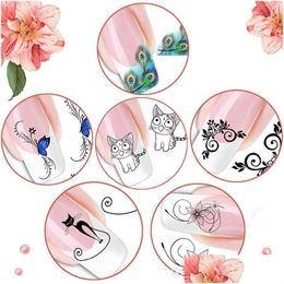 Nail Art Decorations Beauty Salon DIY DESIGN CARATON CAT Cat Sticker de transfert d'eau pour décorer Easy Appliquer et Retirer la livraison de goutte Guérissez DH9HL