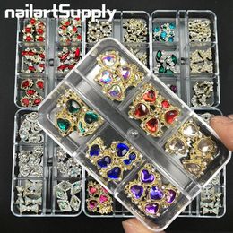 Nagelkunstdecoraties in doos Luxe Glanzende Planeet Nagelbedels Legering Matal 3D Nail Art Strass Bling Mixstijlen Strass Diamant Manicure Decoratie Edelsteen 230927