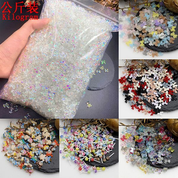 Décorations d'art d'ongle en vrac 500g breloques d'ongle Kawaii forme mixte Nail Art résine strass mignon 3D ongles bricolage pierres précieuses pour décorations d'art d'ongles 230822