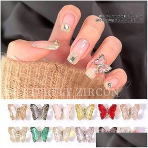 Nail Art Decorations Butterfly Jewelry Three Nsional Super Flash Rhinestone Opal Bow Zirkon vlinders Vorm decoratie Drop Dhrus Dhrus