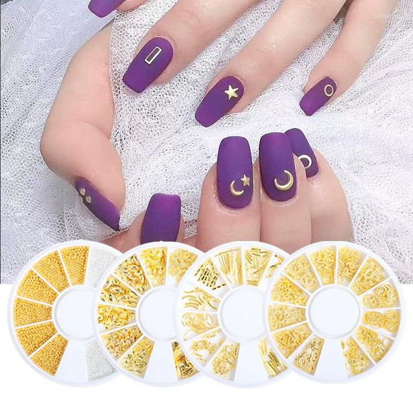 Nail Art Décorations Charmes Métal Rivet Accessoires Japonais Étoile Fantaisie Couleur Perle Alliage Nail Décoration Coeur Lune Diamant Haricots