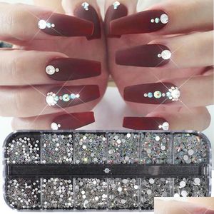 Nail Art Decorations Crystal Strass Nail Art Rijnste Decoratie Gemengde grootte Clear AB Non Fix Flatback Gem voor manicure toegang JI388 DHGDW