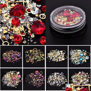 Nail Art Décorations Décoration Charme Gem Perles Strass Creux Shell Flake Flatback Rivet Mixte Brillant Glitter 3D Diy Accessoires Dhqxa