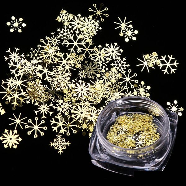 Nail Art Décorations Glitter Noël Or Flocons De Neige Ongles Paillettes Poudre Flocons De Poussière 3D Charme Décoration Drop Delivery Health Bea Dhwct