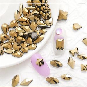 Nail Art Decorations Gold Flat Back Mixing Crushed Glass Stones Onregelmatige Strass Vormige Magische Diamanten