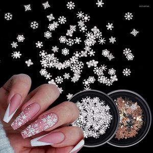 Décorations d'art d'ongle Décoration de flocon de neige d'or mélangé 90pcs DIY Manucures Noël Glitter Paillettes Flocons 3D Bijoux Accessoires