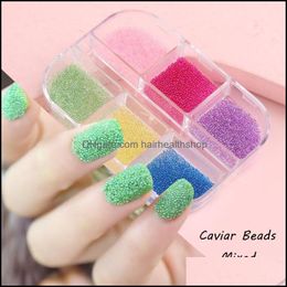 Nail Art Dekorationen Gitter Mischfarbe Kaviarperlen 3D Kristall Mikroglaskugeln Charms DIY Handwerk Maniküre Zubehör Sa2027Nail D Dhtmx