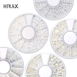 Nagelkunst decoraties hnuix mix maten witte tips halve parels 3d kralendecoratie diy schoonheid salon manicure aanbod 230214