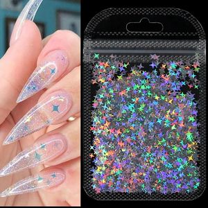 Nagelkunstdecoratie Holografische zilveren nagelglitter Laser Stervorm Pailletten Glinsterende vlokken Paillette DHZ Nagelkunstdecoratie Plakjes Accessoires 231207