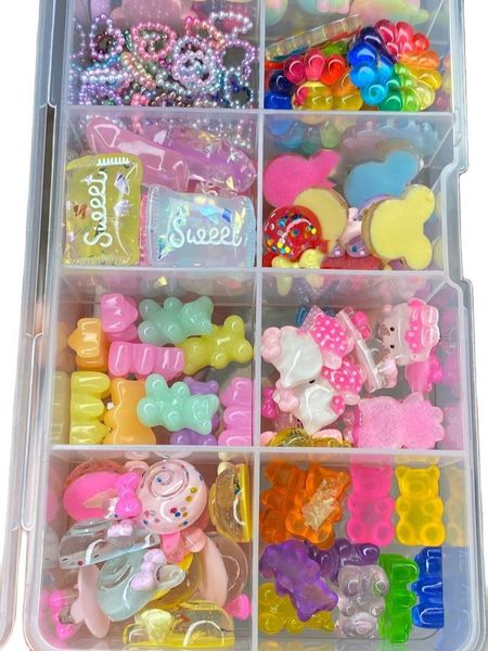 Décorations Nail Art Kawaii Charm Art1Box40pcsKawaii Ornement 3D Dainty Slime Charms Cabochons 230606