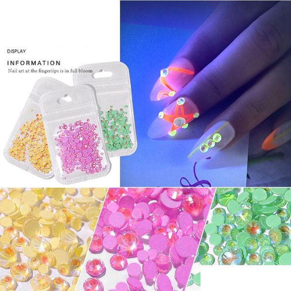 Nail Art Décorations Lumineux 3D Cristal Ongles Strass Flatback Verre Décoration Glitter Diamant Foret Outils De Maquillage Rra2078 Drop de Dhfhp