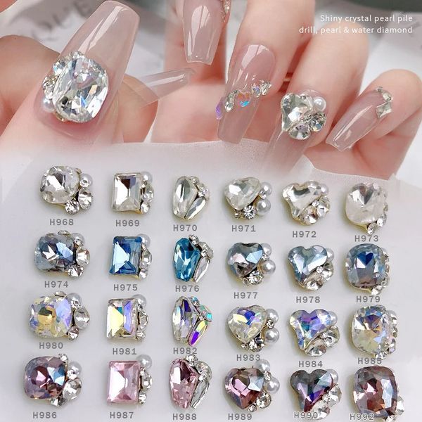 Nail Art Décorations Luxe Cristal Pile Diamant Sparkling Perle À La Main Décoration Charme Brillant Bijoux Manucure Accessoires 231123