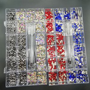 Décorations Nail Art Luxe Brillant Diamant Nail Art Strass Cristal Décorations Ensemble AB Verre 1 pcs Ramassage Stylo Dans La Boîte De Grilles 21 Forme Environ 2800 pcs 221024