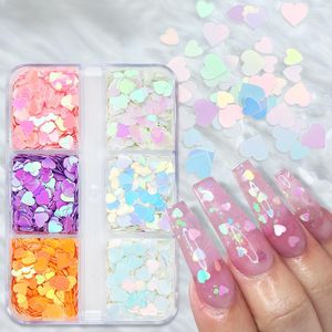 Nagelkunst decoraties zeemeermin hart glitter pailletten decoratiekit schilferige manicure accessoires voor doe -het -zelf valentijnsdag UV gel tips ontwerp