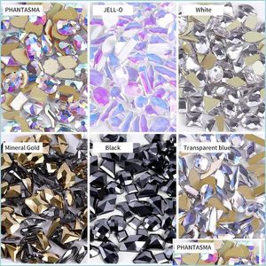 Décorations D'art D'ongle Mixte 100 Pcs Nail Flatback Super Glitter Cristal Ab Strass Brillant Noir Art Strass Pierre Diy Manucure Dhxob