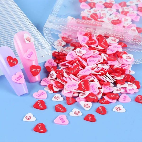 Nail Art Dekorationen Gemischte Liebe Herz Weiche Polymer Clay Scheibe Kawaii Süße Valentinstag Maniküre Charms DIY Zubehör Zubehör