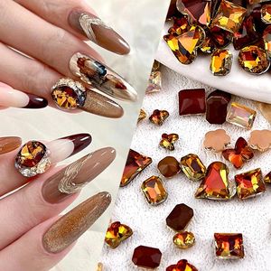 Nail Art Decoraties Gemengd Maillard Bruin Grijs Steentjes Roze Helderblauw 3D Decoratie Doorschijnend Mix Vormen Winter Charms