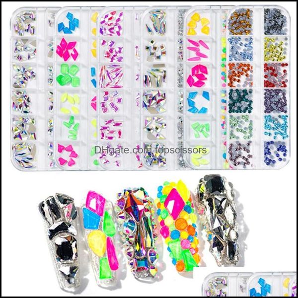 Decoraciones de arte de uñas Mti Formas Cristal Cristal AB Rhinestones para Nail Art Craft Flat Back Shiny Jewels Nails Ropa Cara Drop Deliv Dhlt6