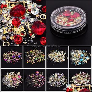 Nail Art Decorations Nail Art Decoration Charm Gem kralen Rhinestone Hollow Shell Flake Flatback Rivet Gemengd Glitsen Glitter 3D DIY Acc Dhkqa