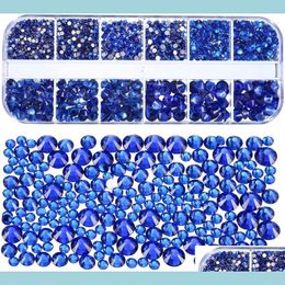 Nail Art Decorations Nail Art Decorations Round Crystal Rhinestone Flat-Back Ab Diamond 6Siats Caviar kralen 10colors glas voor acryli dhuaaa