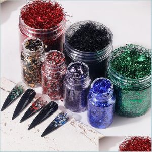 Nail Art Decorations Nail Art Decorations 1 Bottle Rose Gold Sier Blue Red Tin Foil Proil Glitter Craft voor milieuvriendelijke harsverf Dhaht