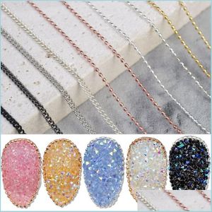Nail Art Decoraciones Nail Art Decoraciones Cadena 0.8Mm / 1.0Mm / 50Cm Rose Gold Sier Pixie Stone Beads Accesorio Metal Steel Ball Jewelryn Dhypg