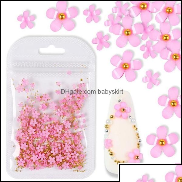 Decoraciones de arte de uñas Decoraciones de arte de uñas Salón Salud Belleza 2 g / bolsa Joyería de flores 3D Suministros de bolas de acero de tamaño mixto para profesionales DHTZD